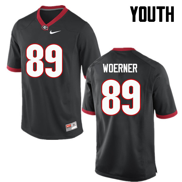 Georgia Bulldogs Youth Charlie Woerner #89 Black Stitched College UGA Football Jersey 23DY014AT